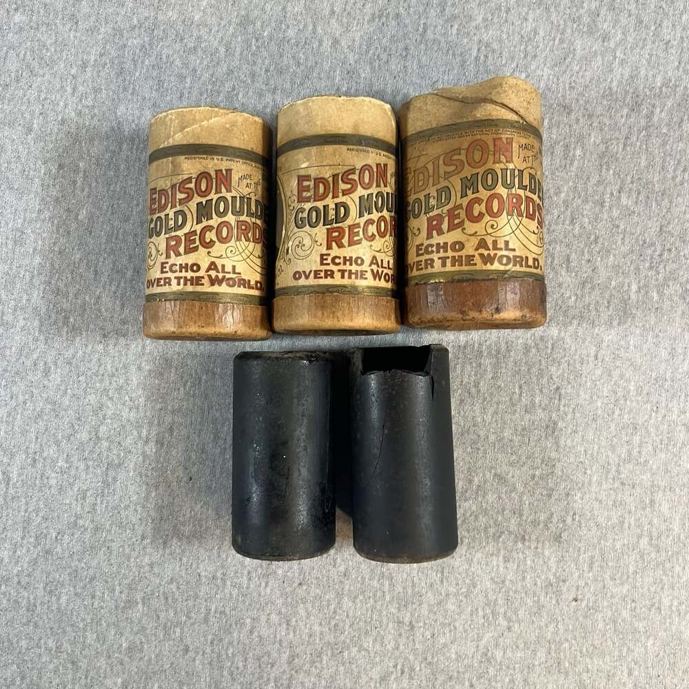 Lot Of 3-Edison Gold Moulded 2-Record Cylinders 3-Boxes No Lids